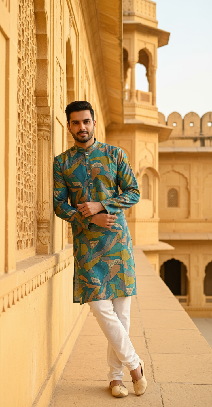 Foil Print Ethnic Kurta Main Image